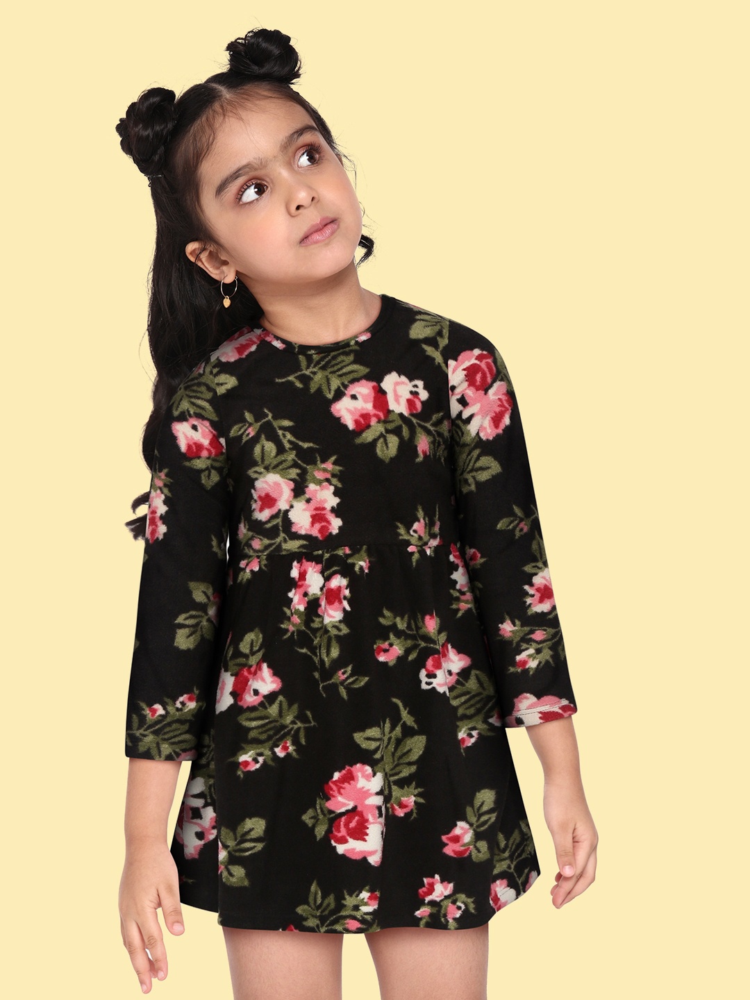 

CrayonFlakes Black Floral Fit & Flare Dress