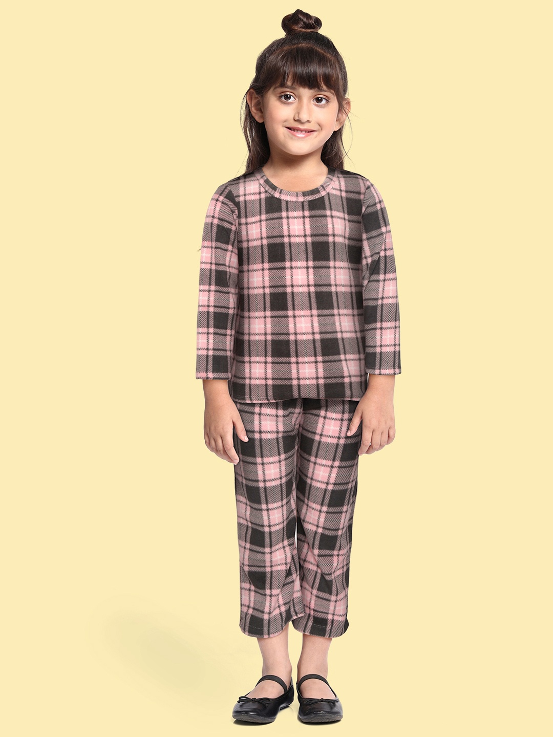 

CrayonFlakes Girls Pink Checked Top with Trousers
