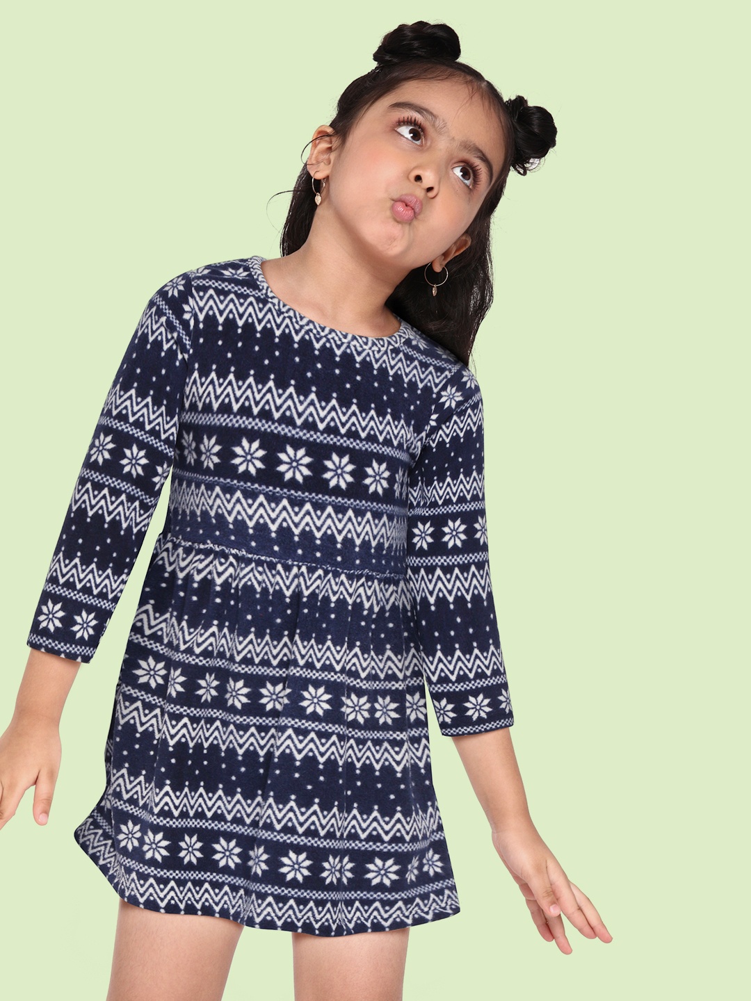 

CrayonFlakes Navy Blue Fit & Flare Dress