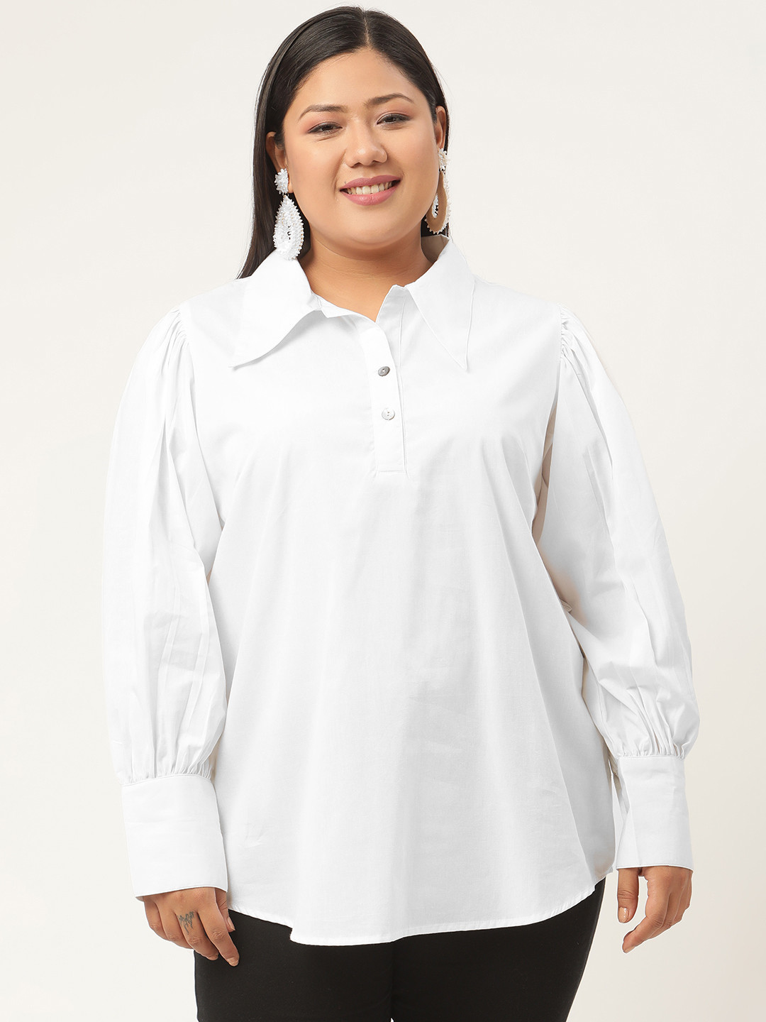 

Revolution White Shirt Style Plus Size Top