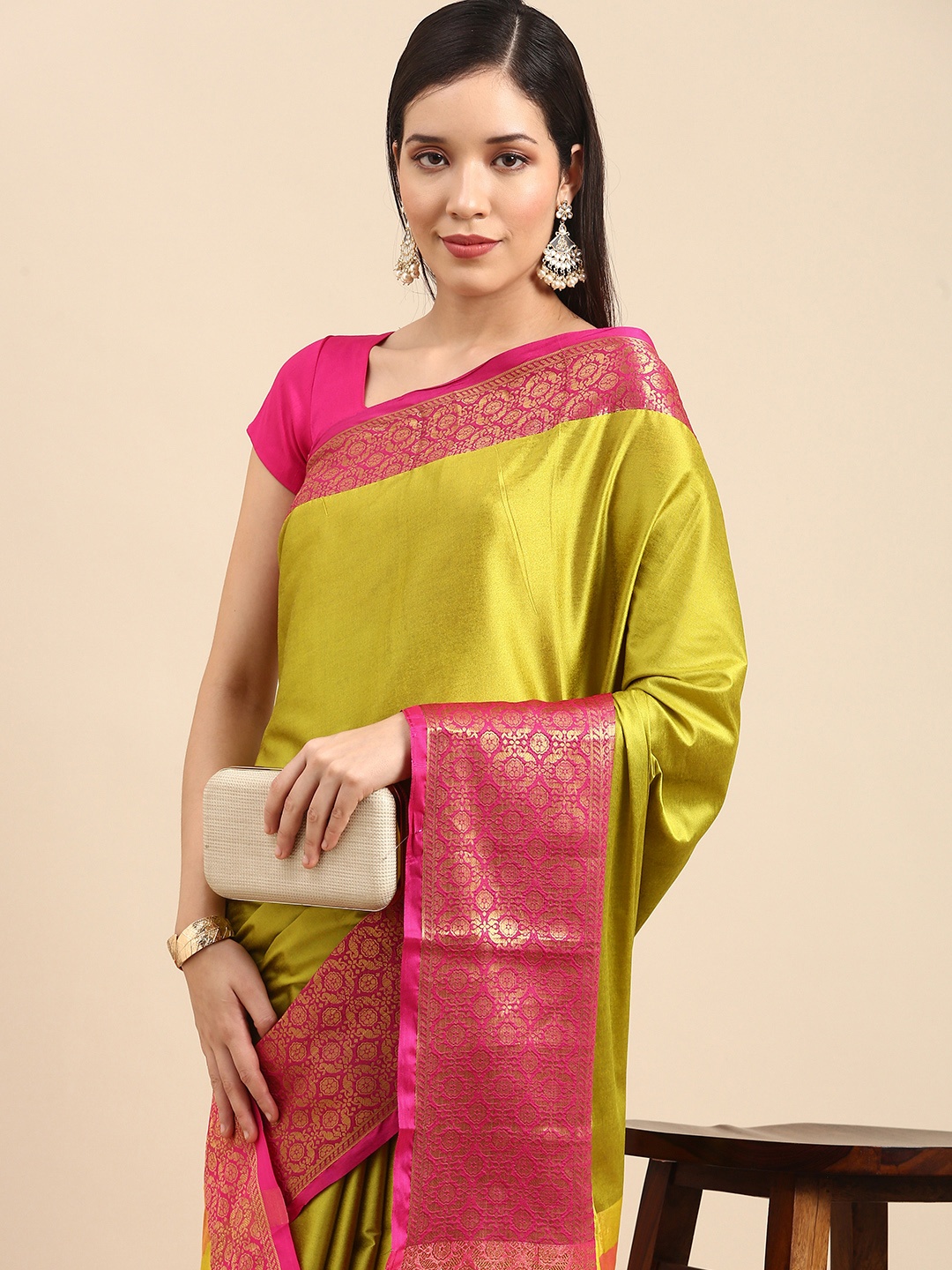 

Anouk Green Zari Pure Silk Banarasi Saree