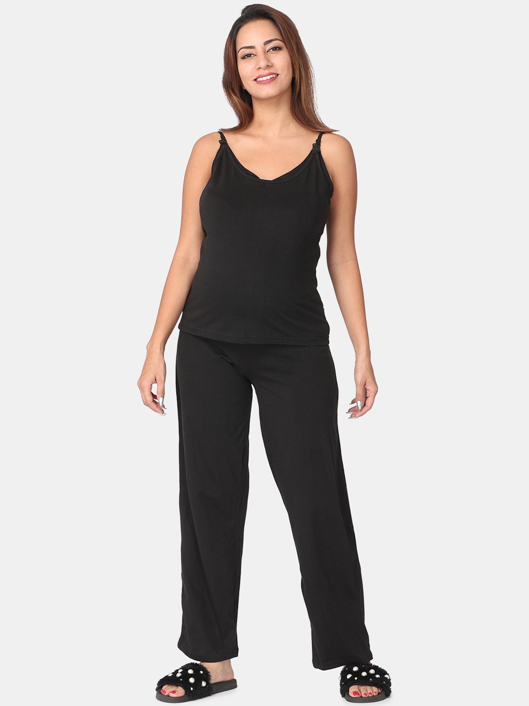 

The Mom Store Women Black Solid Maternity Track Pants