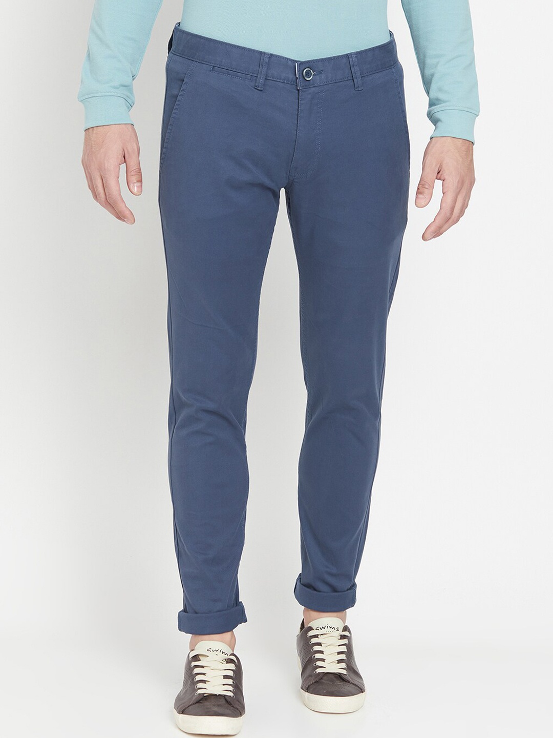 

Octave Men Blue Cotton Solid Regular Fit Trousers
