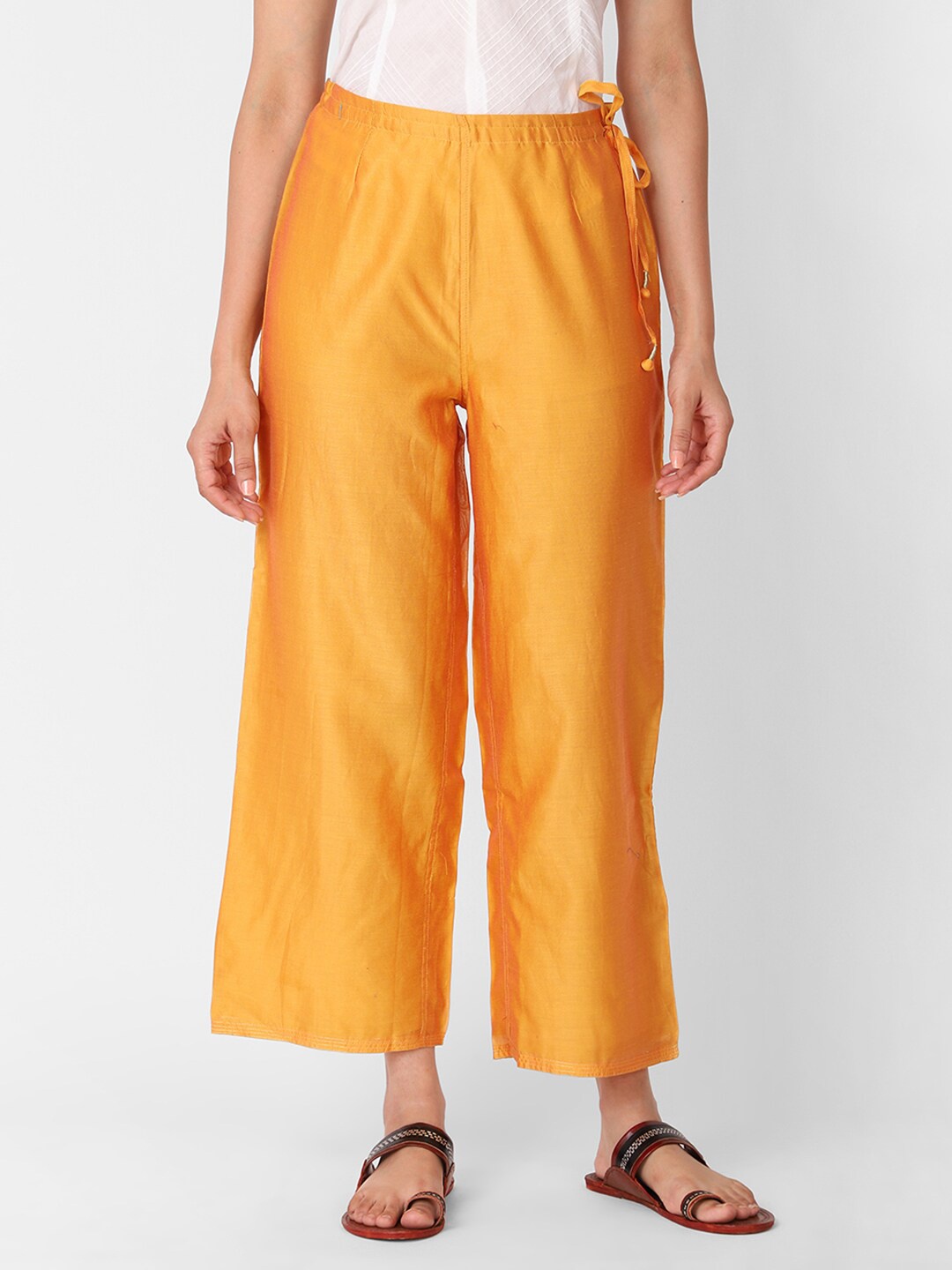 

Fabindia Women Mustard Yellow Cotton Ethnic Palazzos