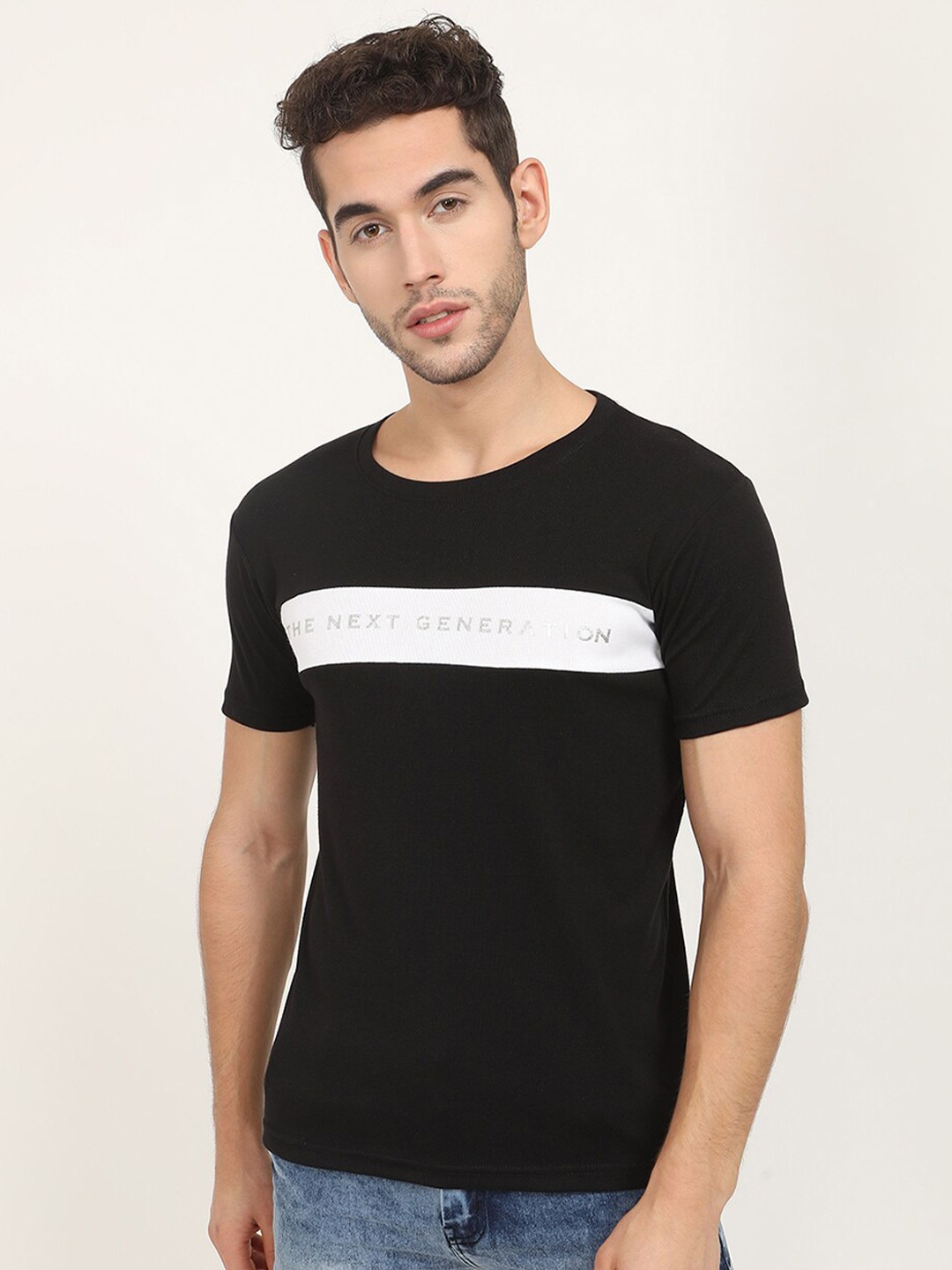 

V2 Value & Variety Men Black Typography Printed T-shirt