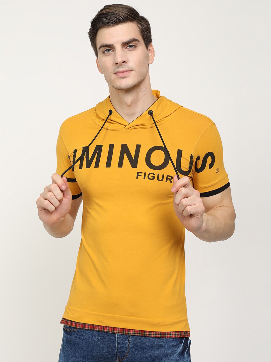 

V2 Value & Variety Men Mustard Yellow Typography Pockets T-shirt