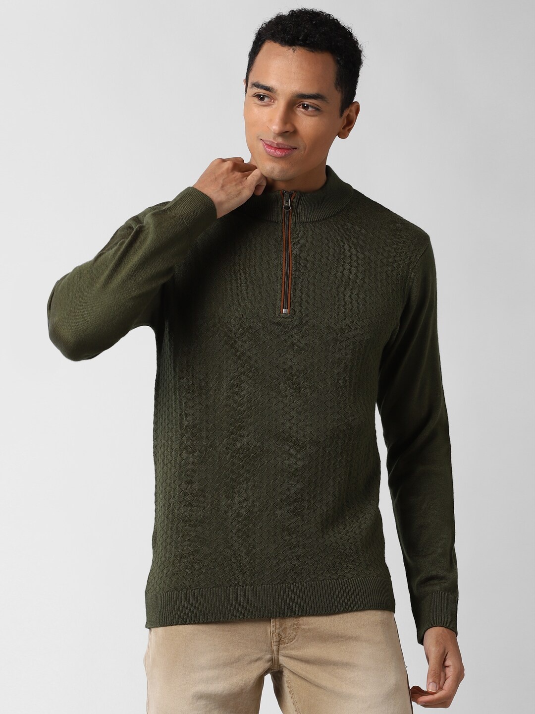 

Peter England Casuals Men Olive Green Pure Acrylic Pullover Sweater