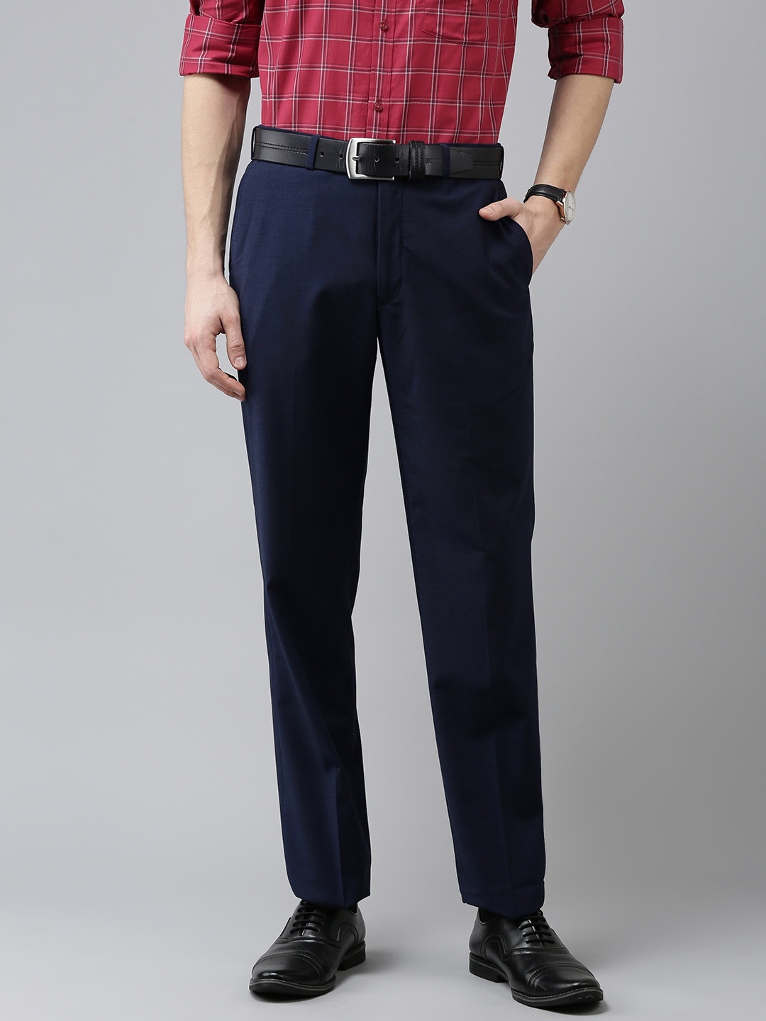 

Park Avenue Men Navy Blue Smart Fit Trousers