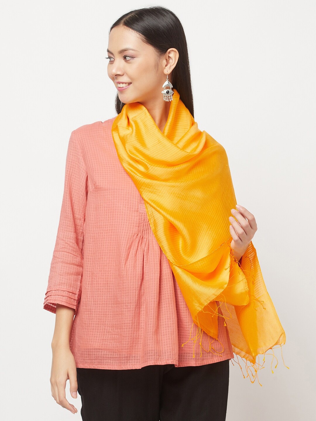 

Fabindia Women Yellow Modal Striped Stole