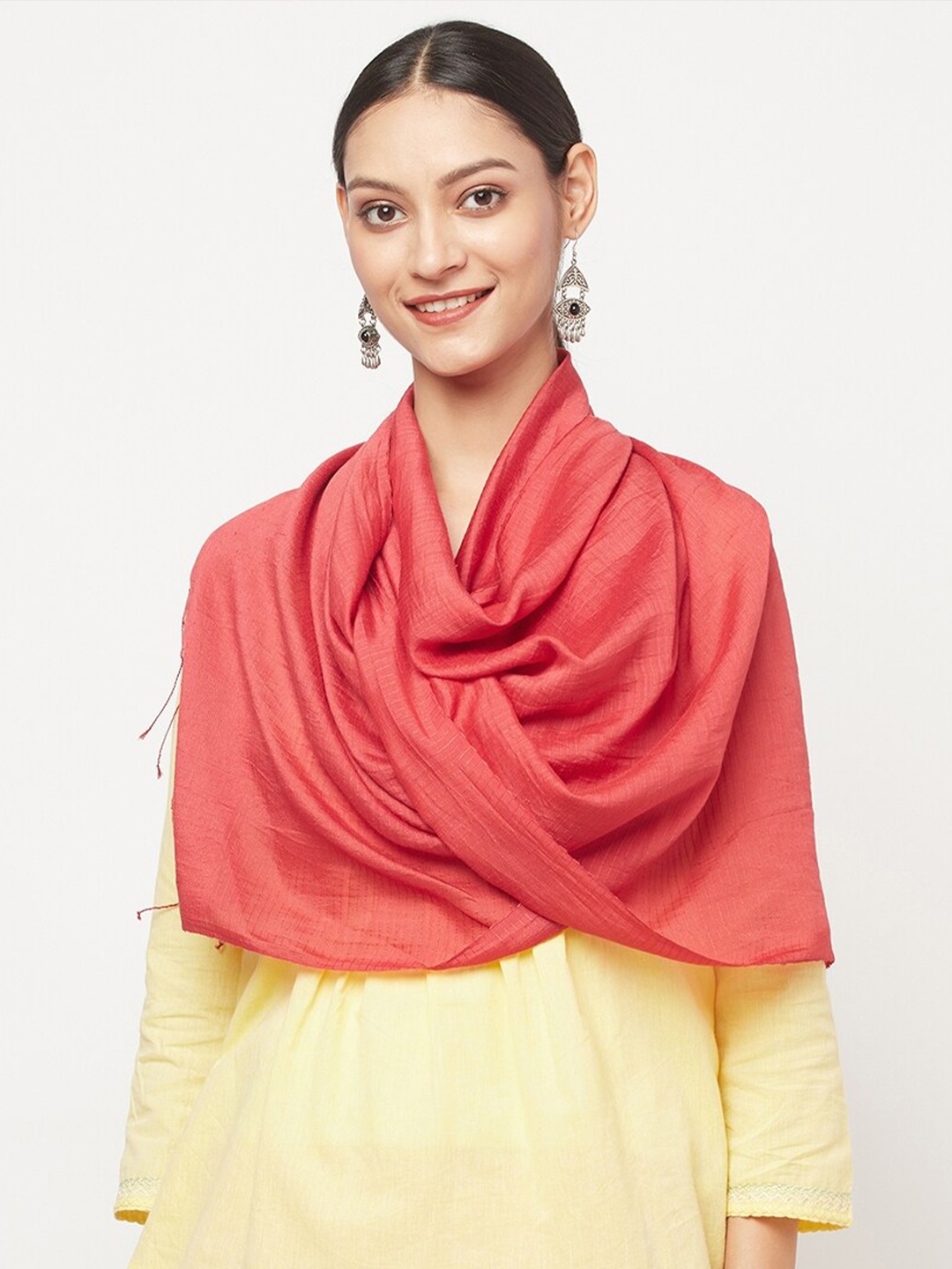 

Fabindia Women Red Modal Silk Stole