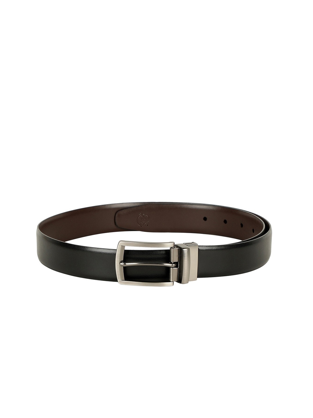 

ZEVORA Men Black & Brown Textured Reversible Belt