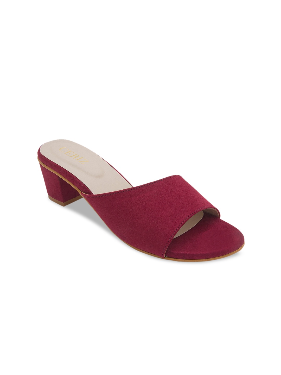 

CERIZ Burgundy Leather Block Peep Toes