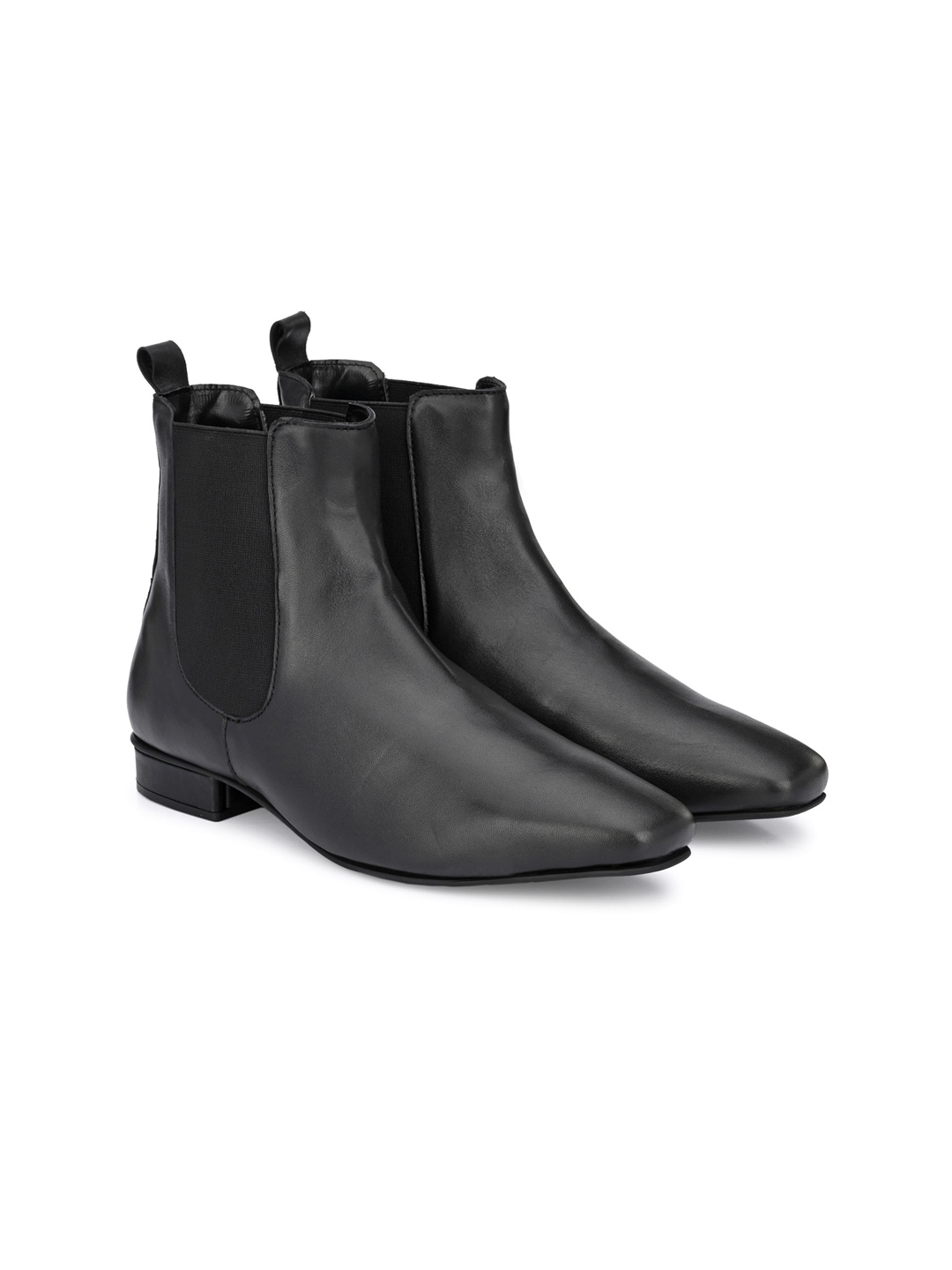 

CARLO ROMANO Women Black Leather Chelsea Boots