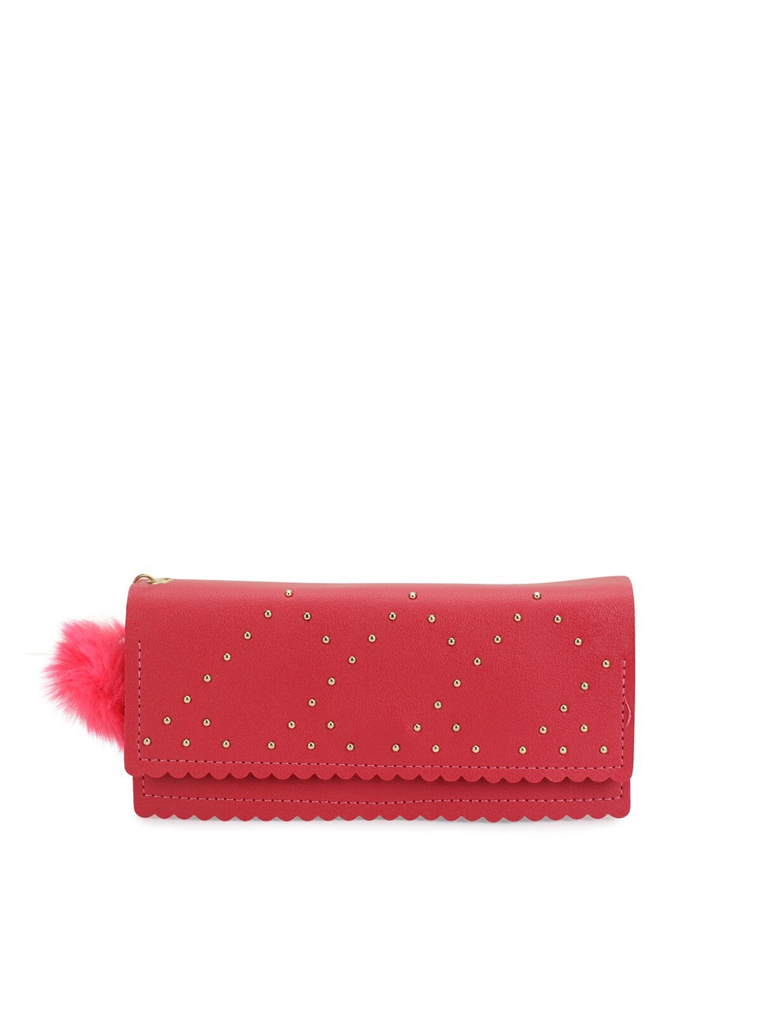

ZEVORA Women Pink & Gold-Toned Printed Two Fold Wallet