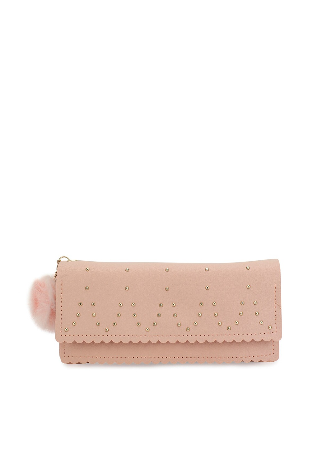

ZEVORA Women Pink & Gold-Toned Abstract Two Fold Wallet