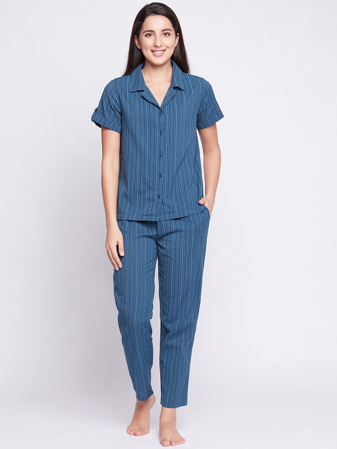 

Clovia Women Blue Night suit