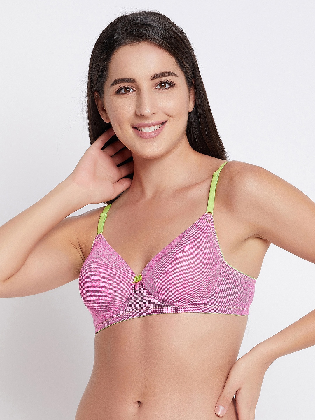 

Clovia Pink & Green Push-Up Bra Heavily Padded