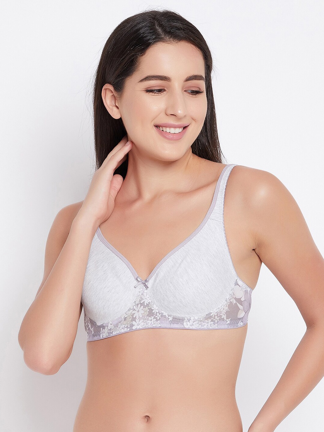 

Clovia Grey Floral T-shirt Bra