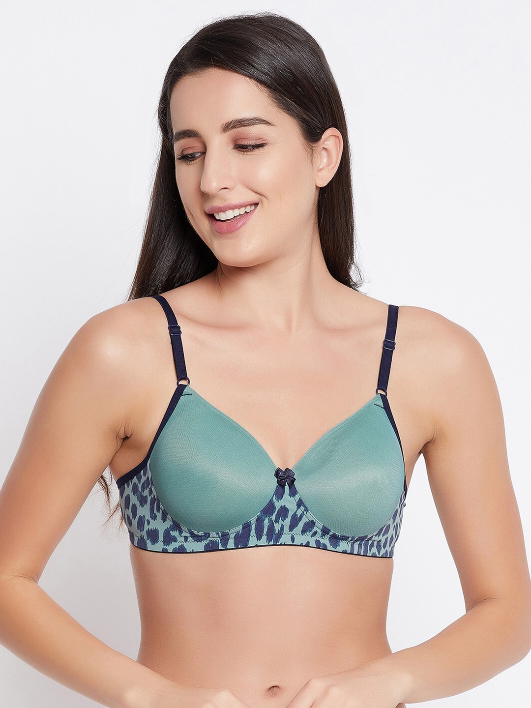 

Clovia Green & Blue Animal T-shirt Bra Lightly Padded BR1897Y1742B