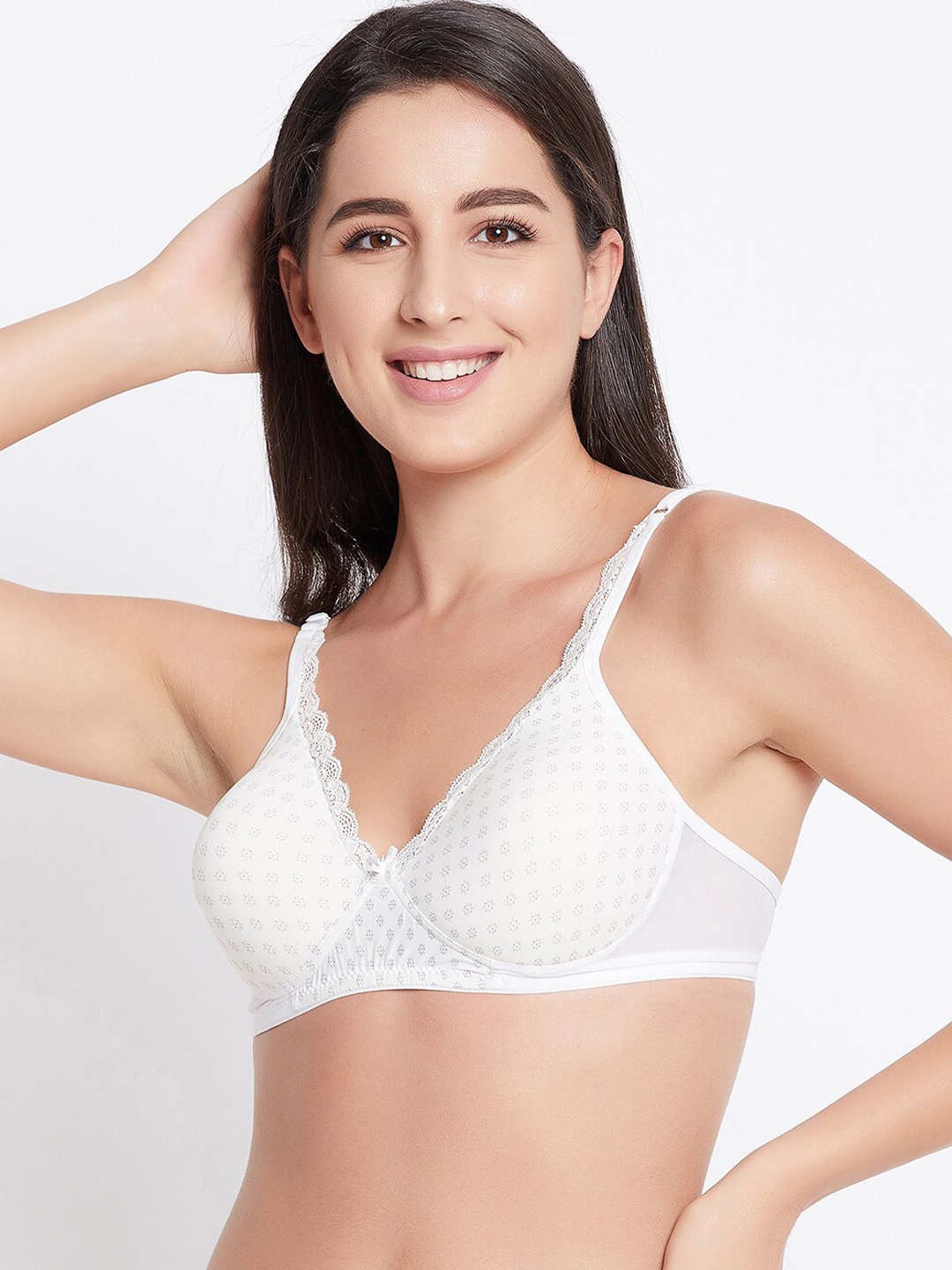 

Clovia White Floral T-shirt Bra Lightly Padded BR2252N1832E