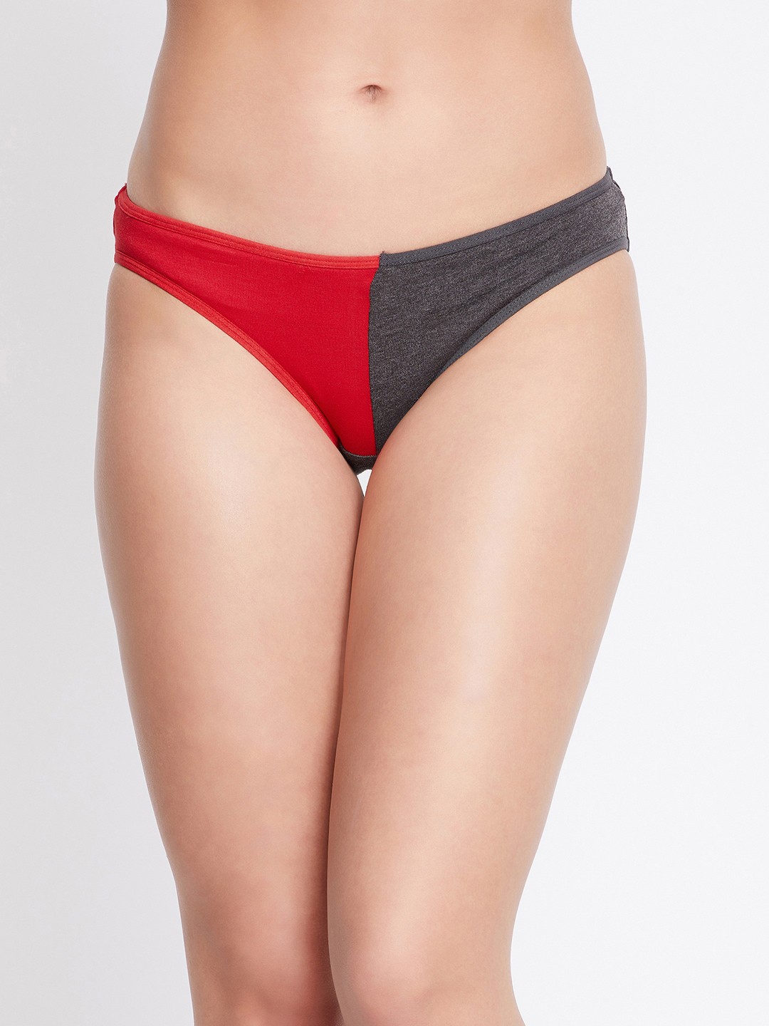 

Clovia Women Red & Gret Cotton Low Waist Graphic Print Bikini Briefs-PN3377A043XL