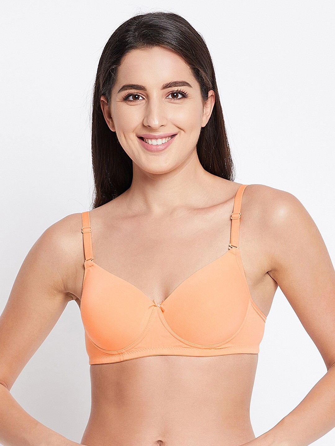 

Clovia Orange Cotton Solid Lightly Padded T-Shirt Bra
