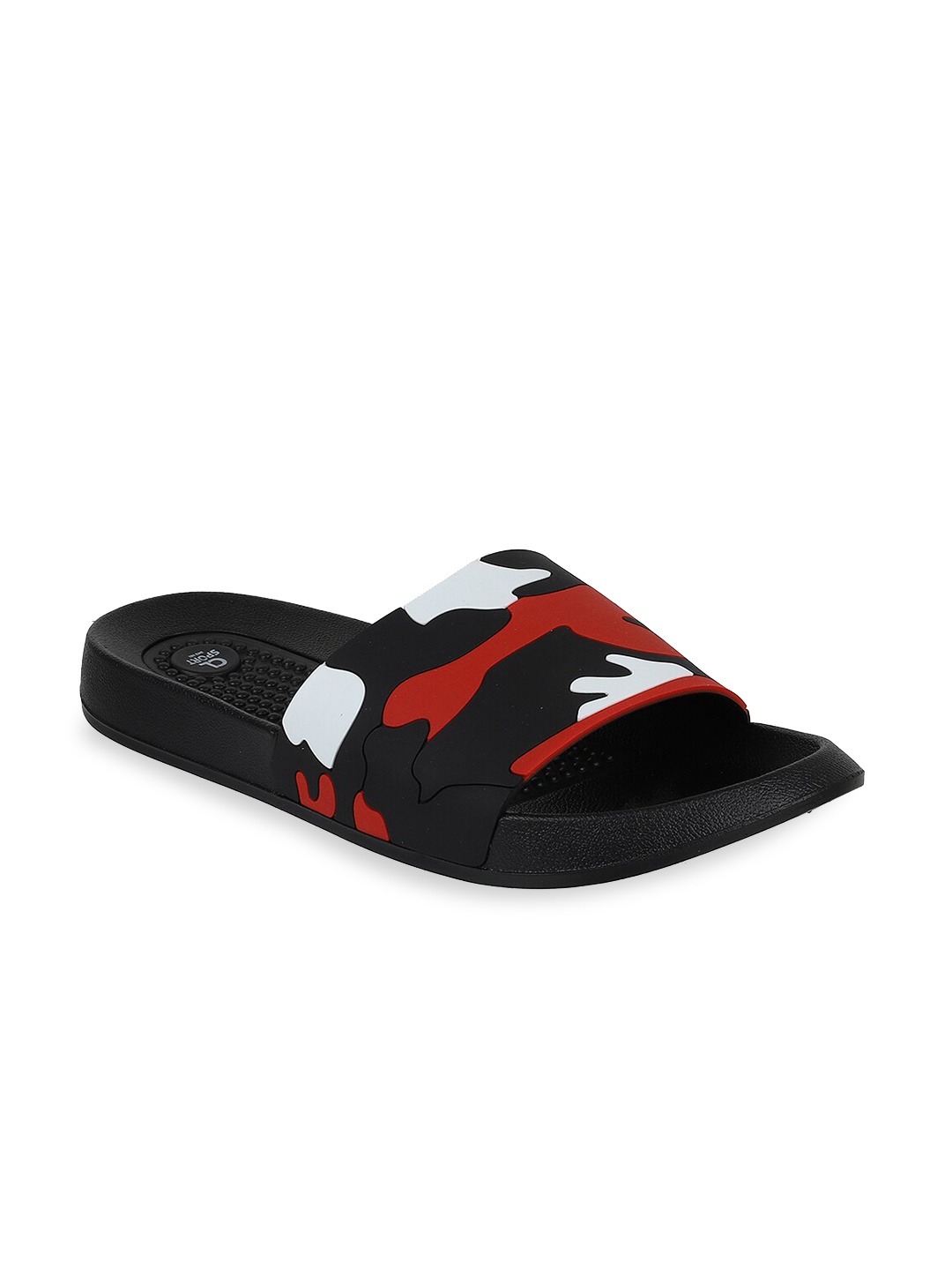 

Carlton London sports Men Black & Multicoloured Camouflage Printed Sliders