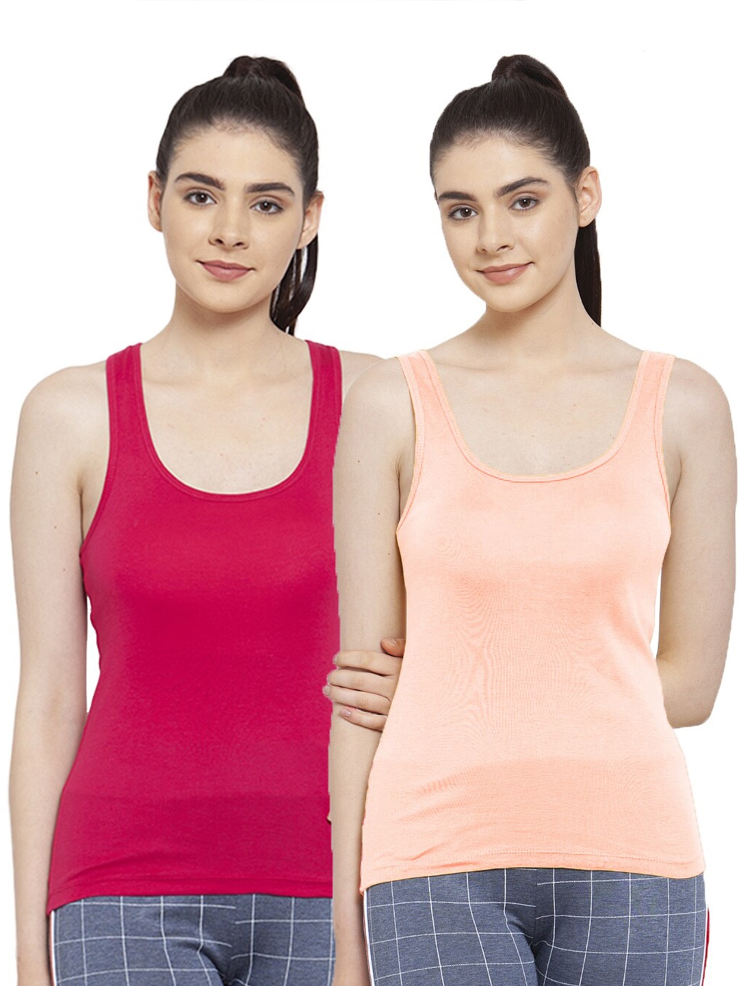 

Friskers Woman Pack of 2 Pink & Peach Tank Top