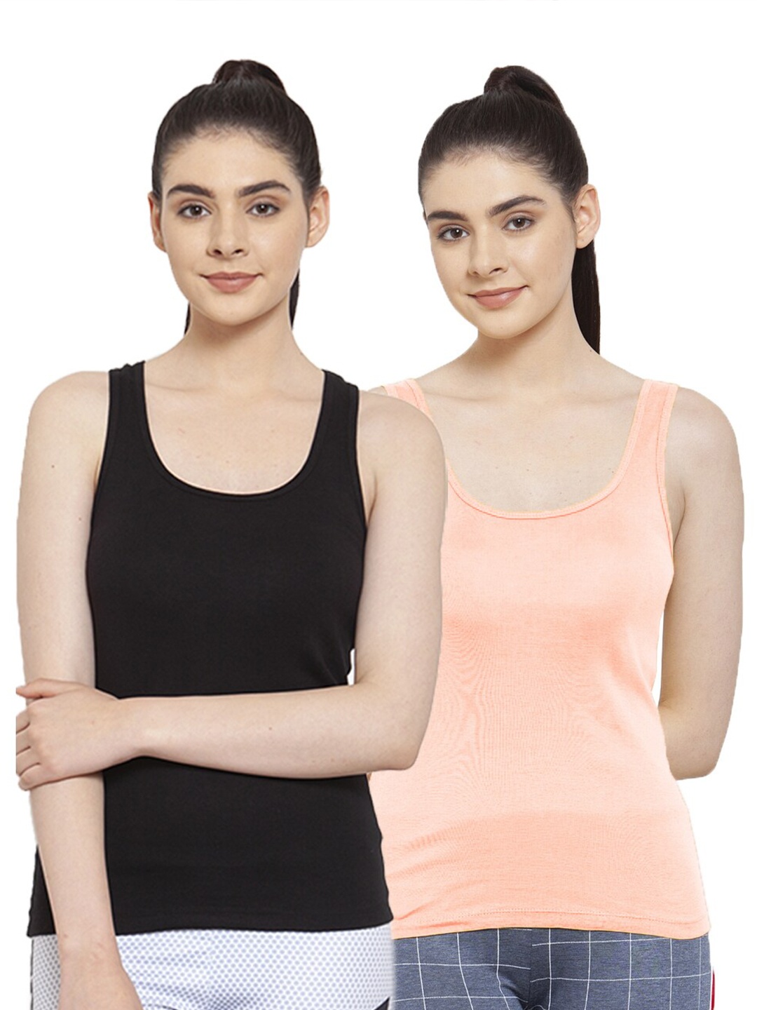 

Friskers Black & Peach Pack of 2 Tank Top