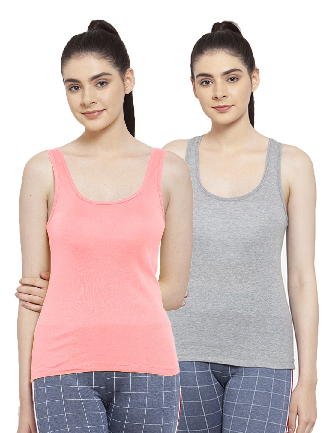 

Friskers Grey & Coral Pack of 2 Tank Top