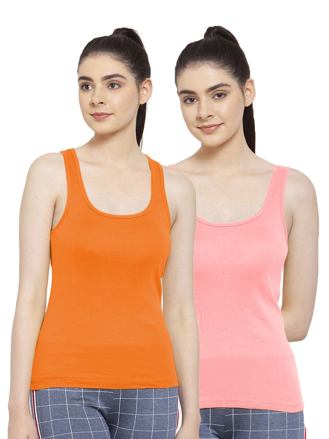 

Friskers Pack of 2 Orange & Coral Tank Top