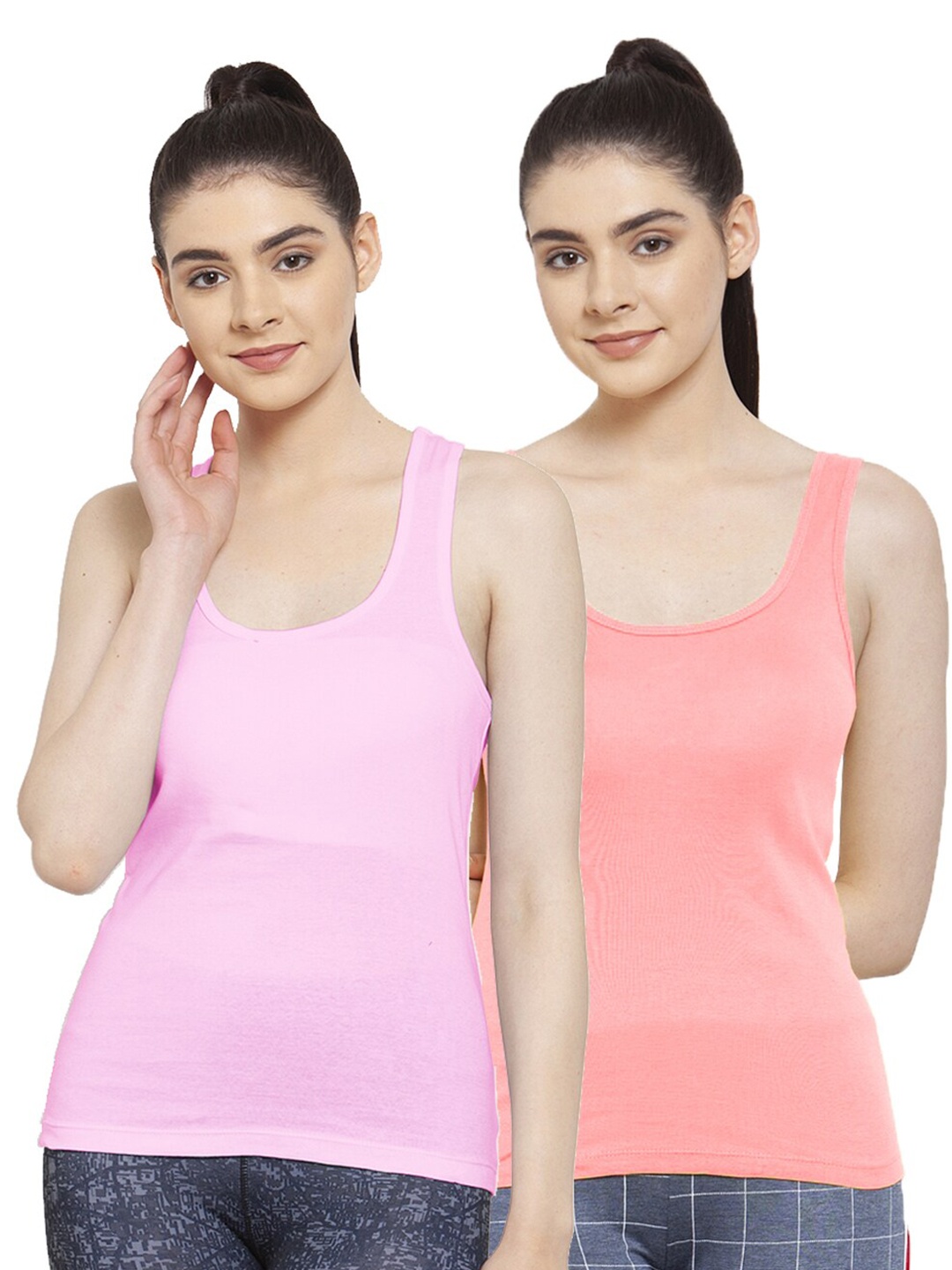 

Friskers Pack Of 2 Pink Cotton Tank Top