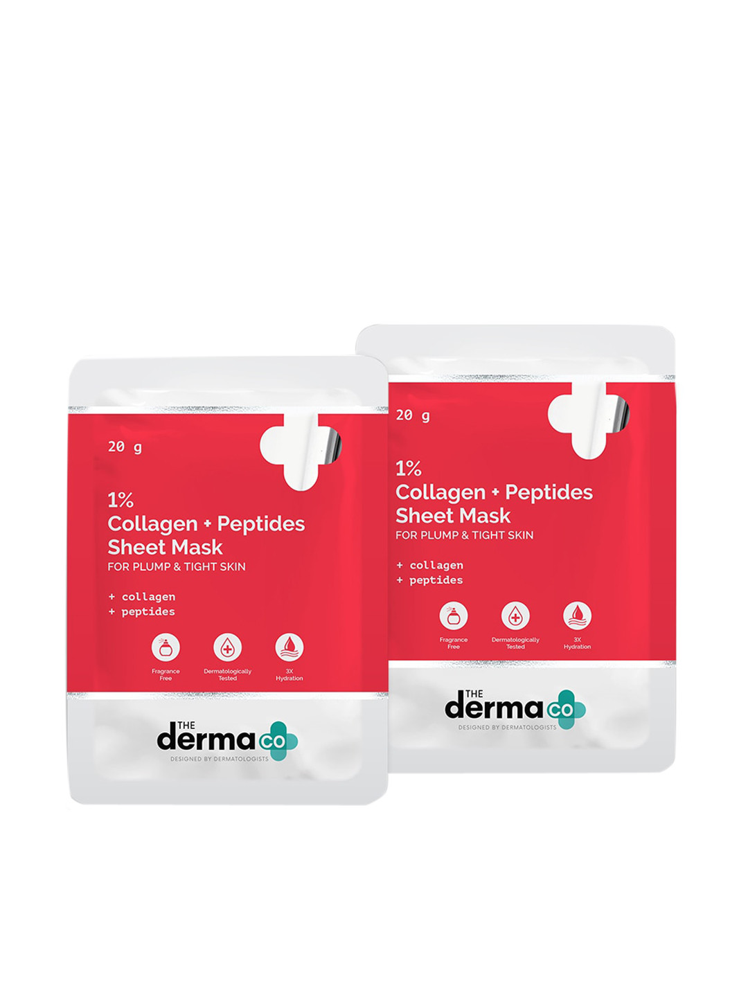 

The Derma co. Pack of 2 Peptides Face Serum Sheet Mask, White