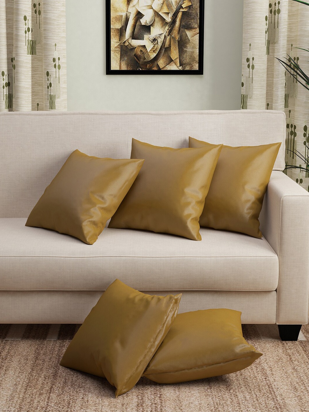 

Story@home Brown Set of 5 Square Cushion Covers