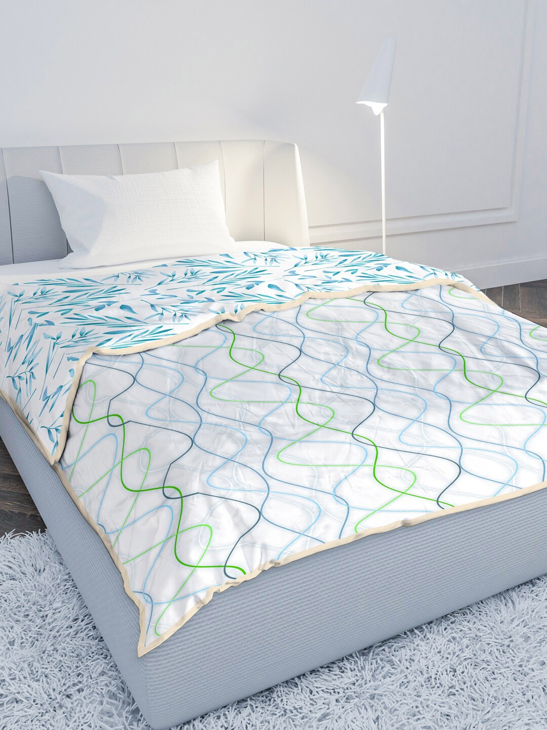 

MAYFAIR HOMES LONDON Blue & White AC Room 100 GSM Cotton Reversible Single Bed Dohar