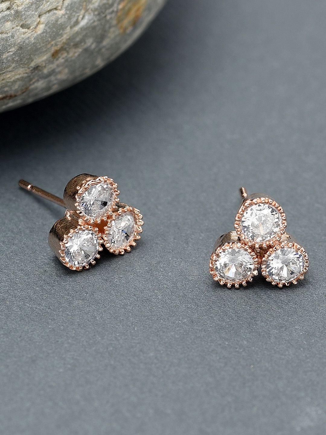 

AMI Rose Gold Contemporary Studs Earrings