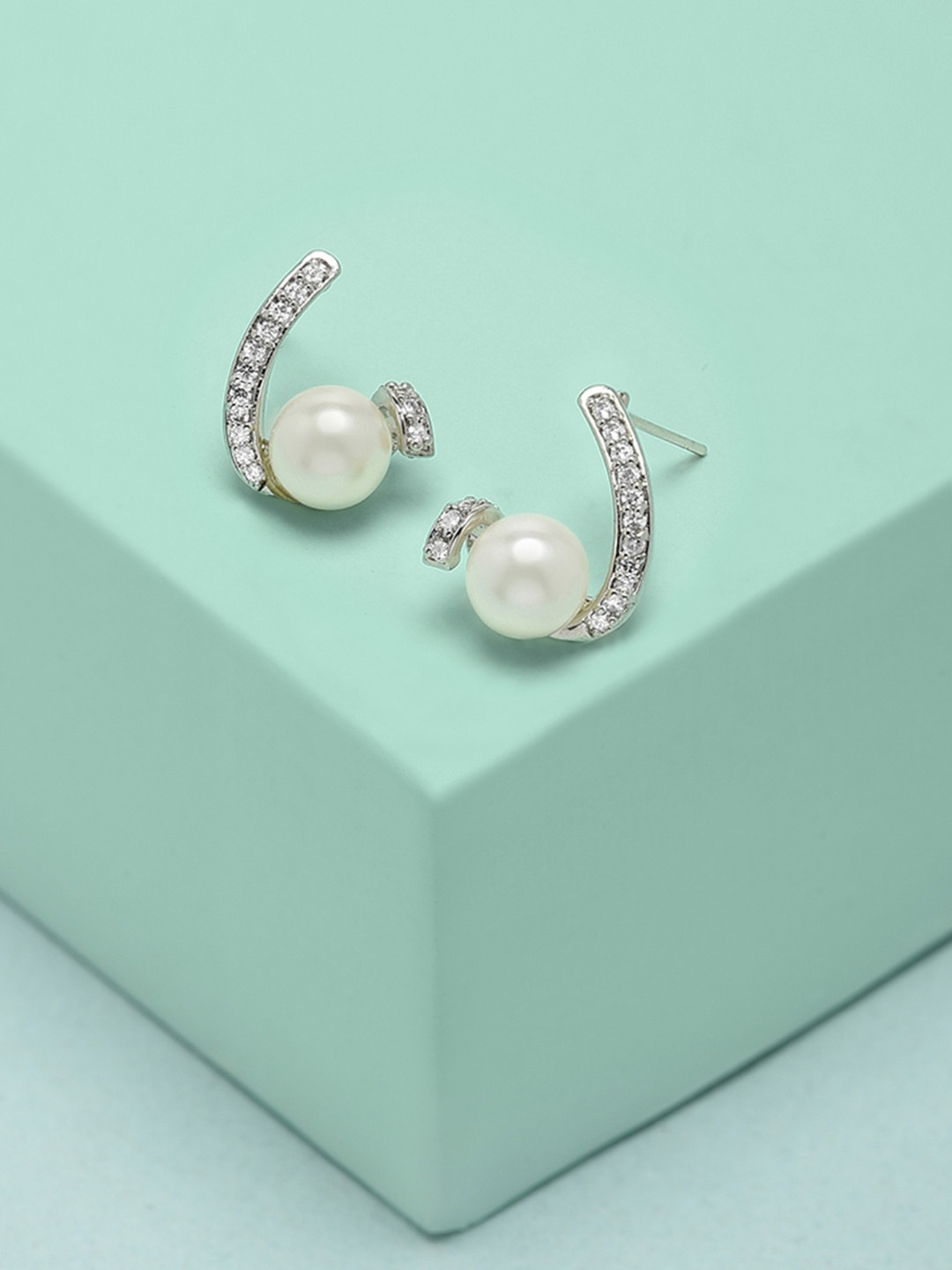 

AMI Silver-Toned Contemporary Studs Earrings