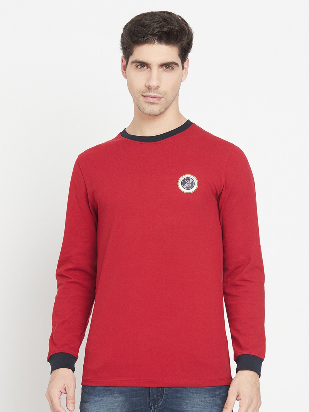 

METTLE Men Maroon Applique T-shirt