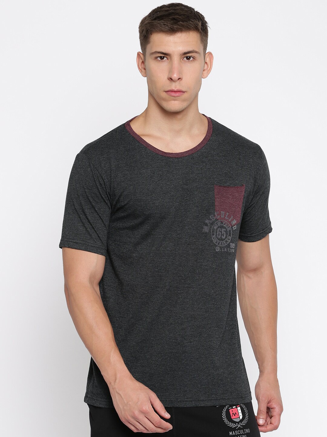 

Masculino Latino Men Charcoal Grey T-shirt