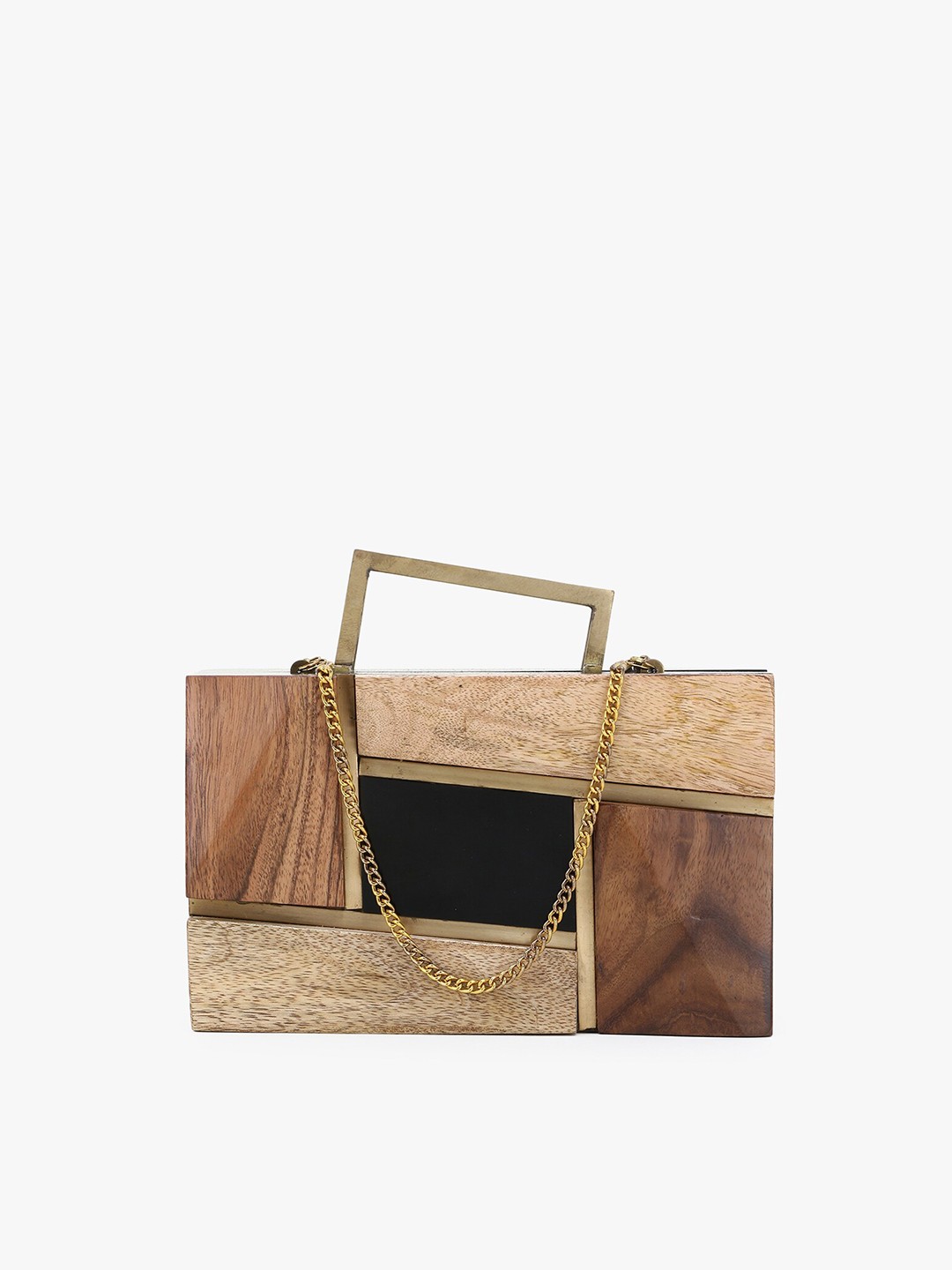 

Anekaant Brown & Black Colourblocked Box Clutch
