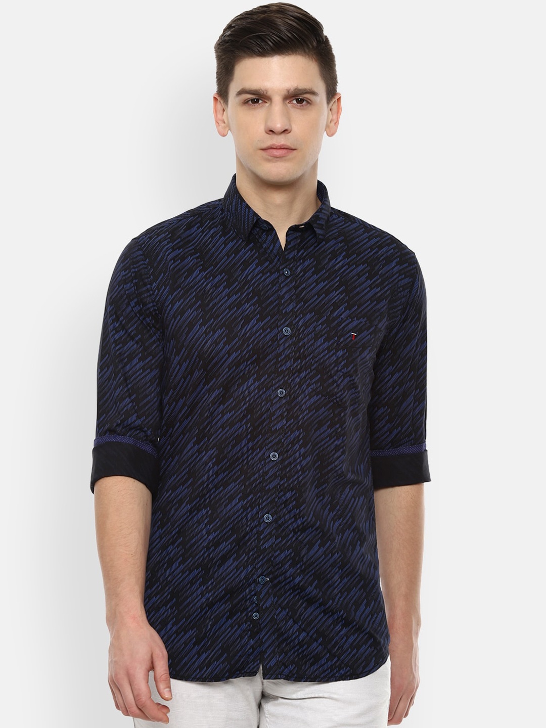 

Louis Philippe Sport Men Navy Blue Slim Fit Opaque Printed Cotton Casual Shirt