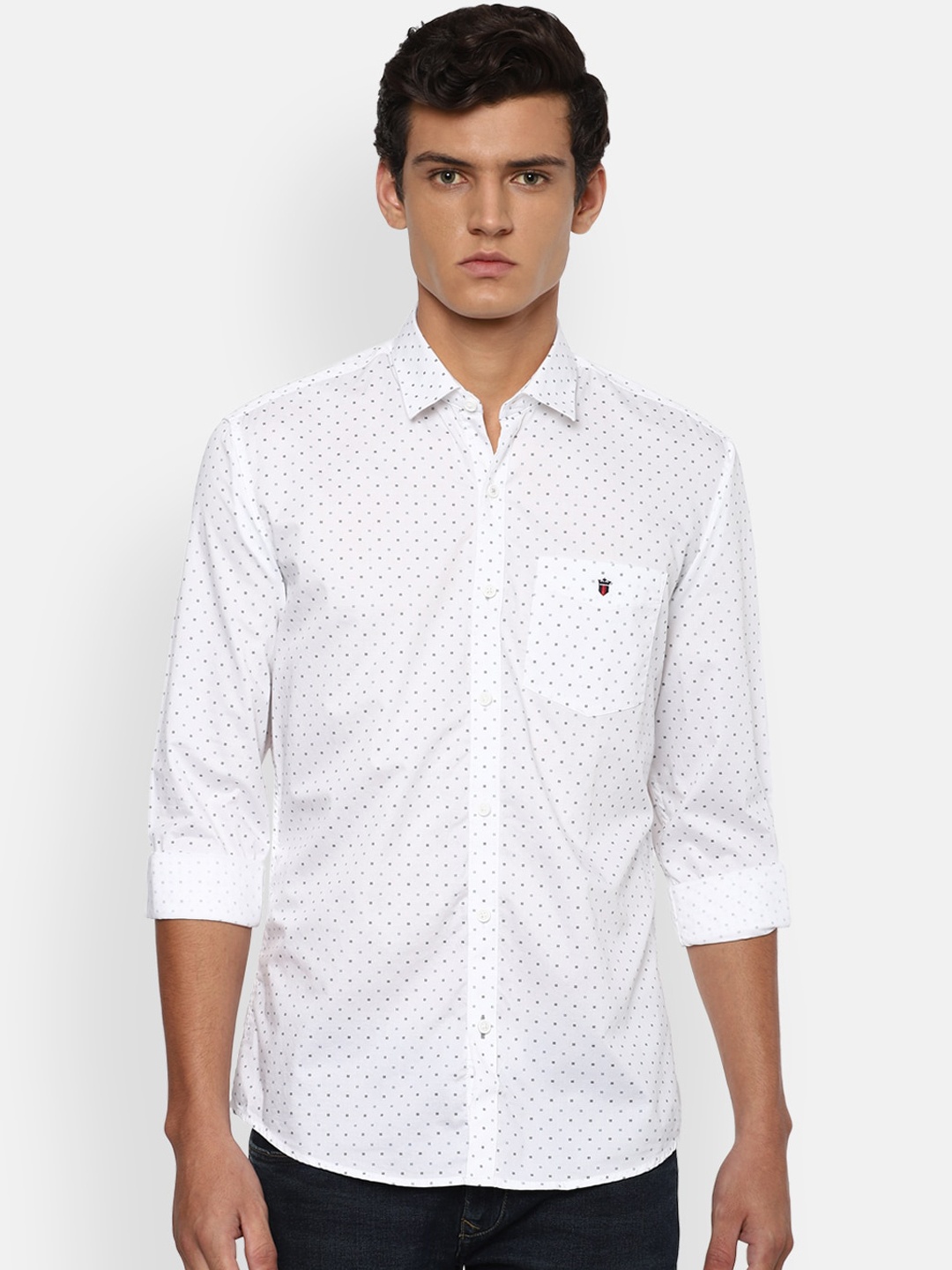 

Louis Philippe Sport Men White Slim Fit Opaque Printed Pure Cotton Casual Shirt