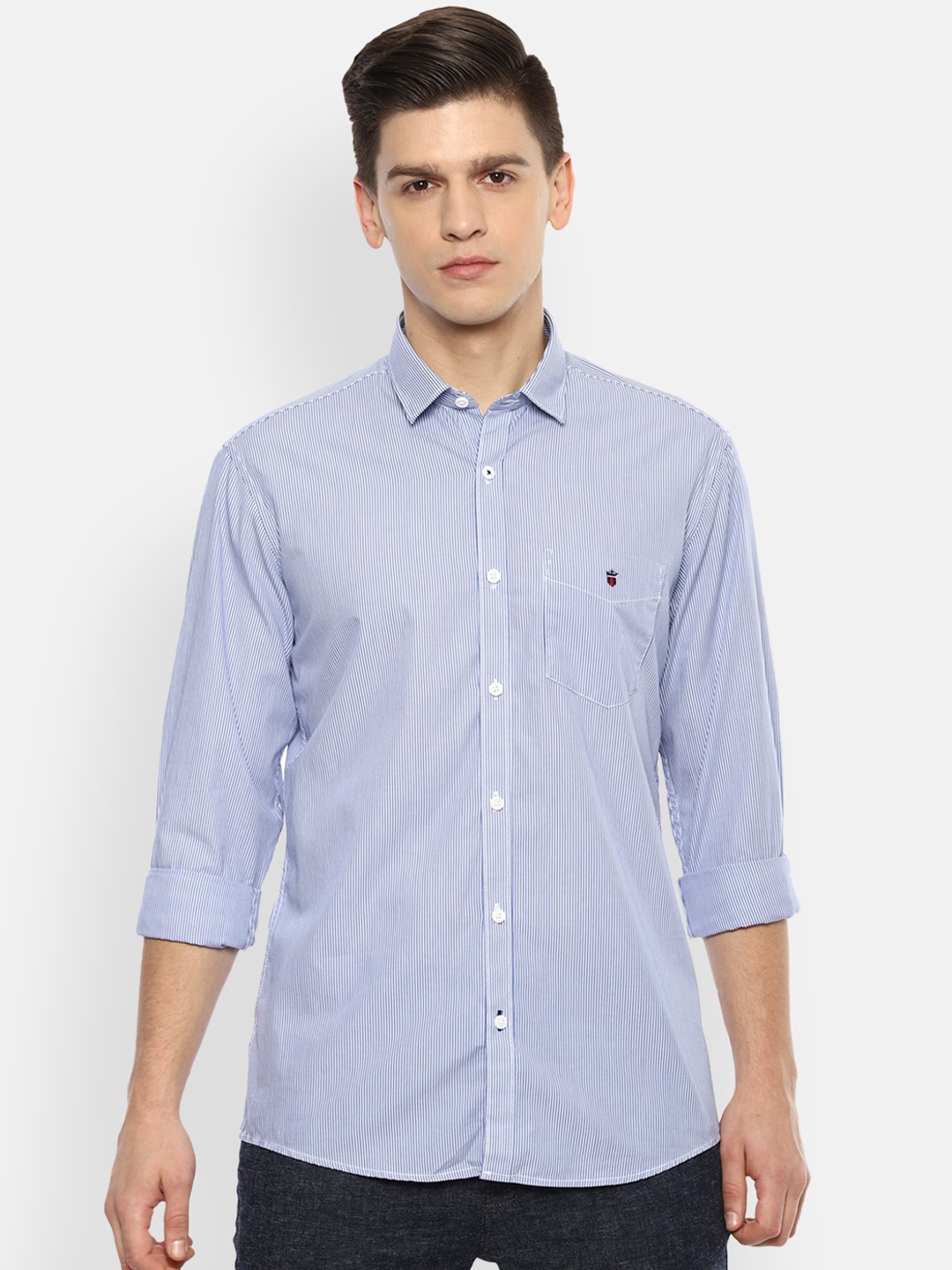 

Louis Philippe Sport Men Blue Slim Fit Opaque Striped Cotton Casual Shirt