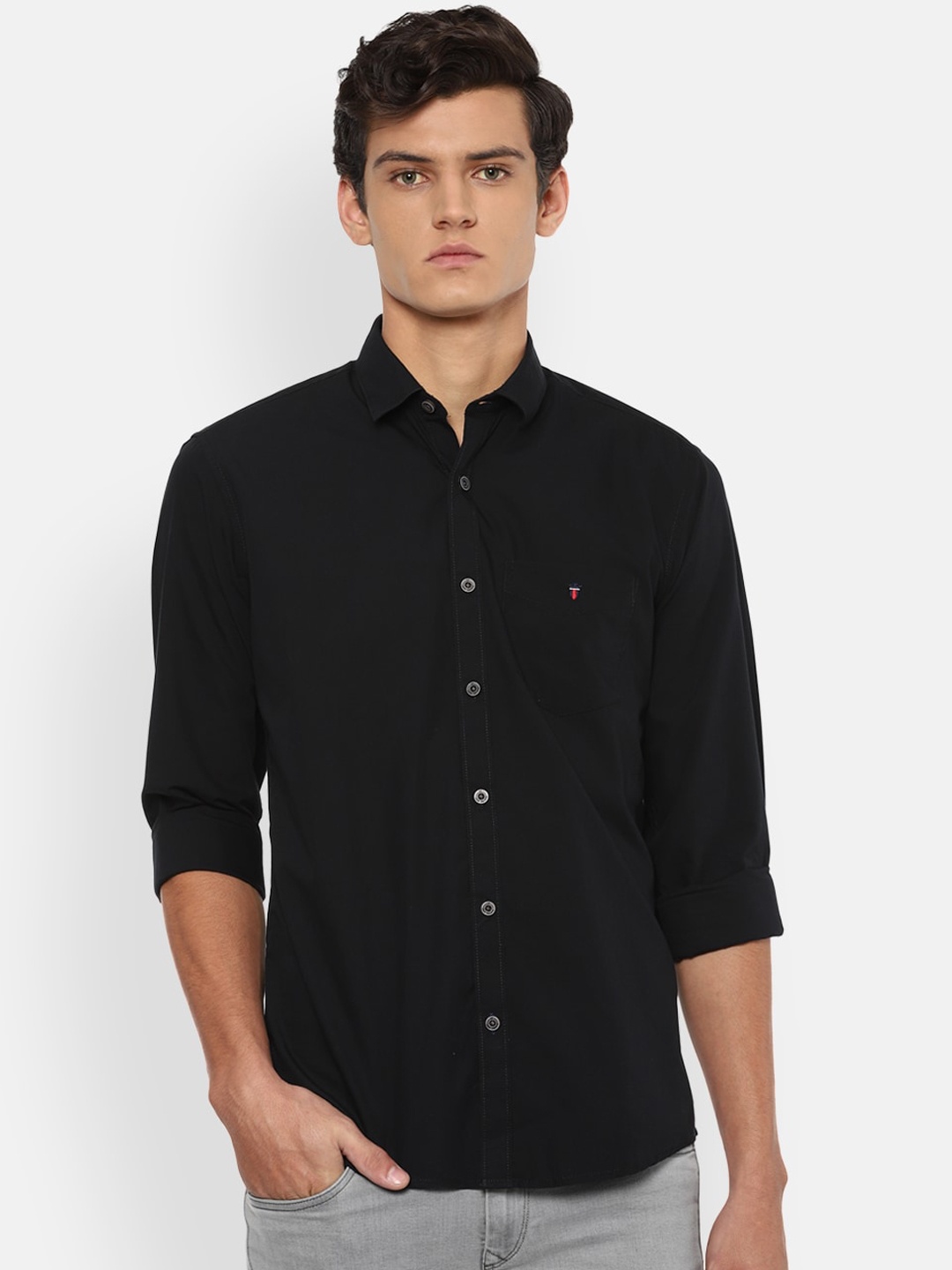 

Louis Philippe Sport Men Black Slim Fit Opaque Pure Cotton Casual Shirt