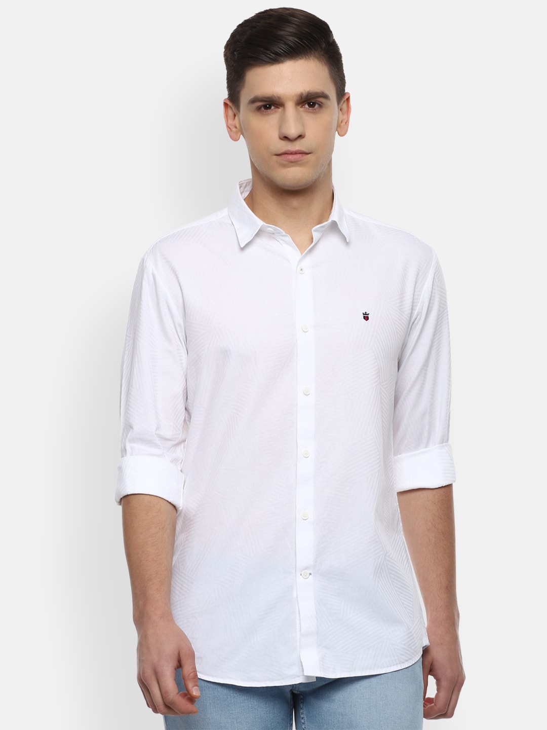 

Louis Philippe Sport Men White Pure Cotton Self Design Slim Fit Casual Shirt