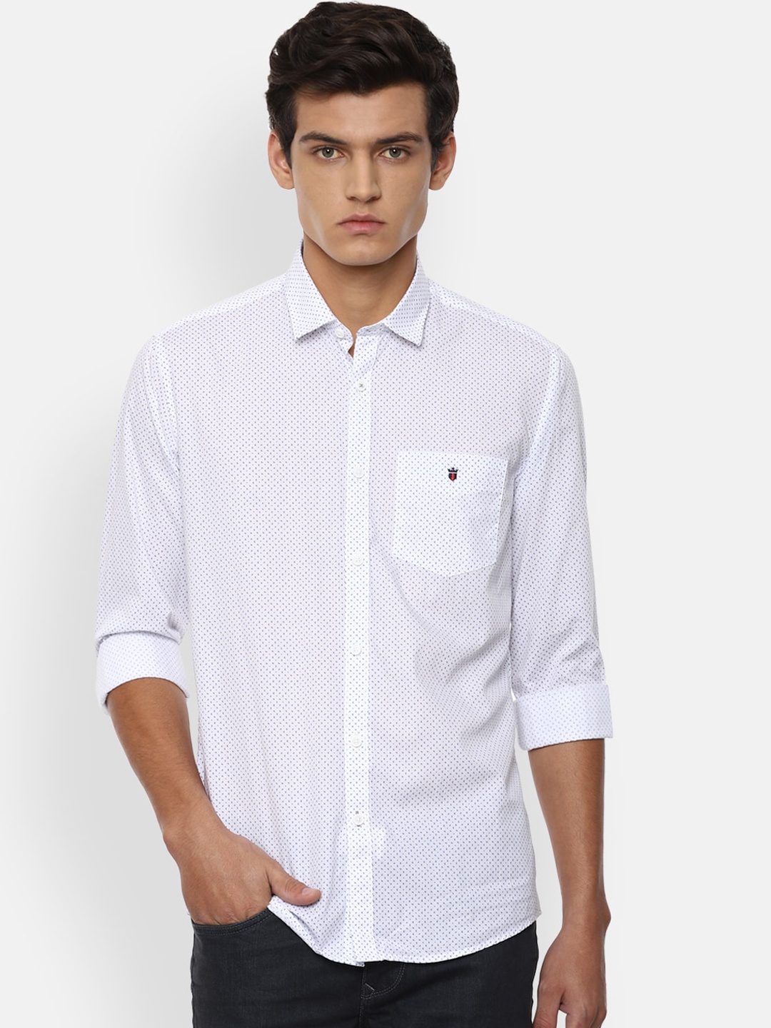 

Louis Philippe Sport Men Pure Cotton White Slim Fit Micro Ditsy Printed Casual Shirt