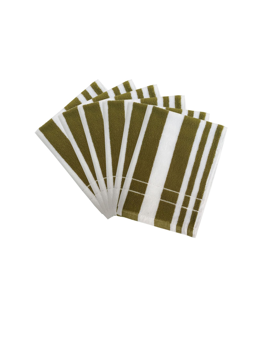 

Lushomes Olive Green Hand Towels with Ultra-Silky Striped 450 GSM, Pack of 6