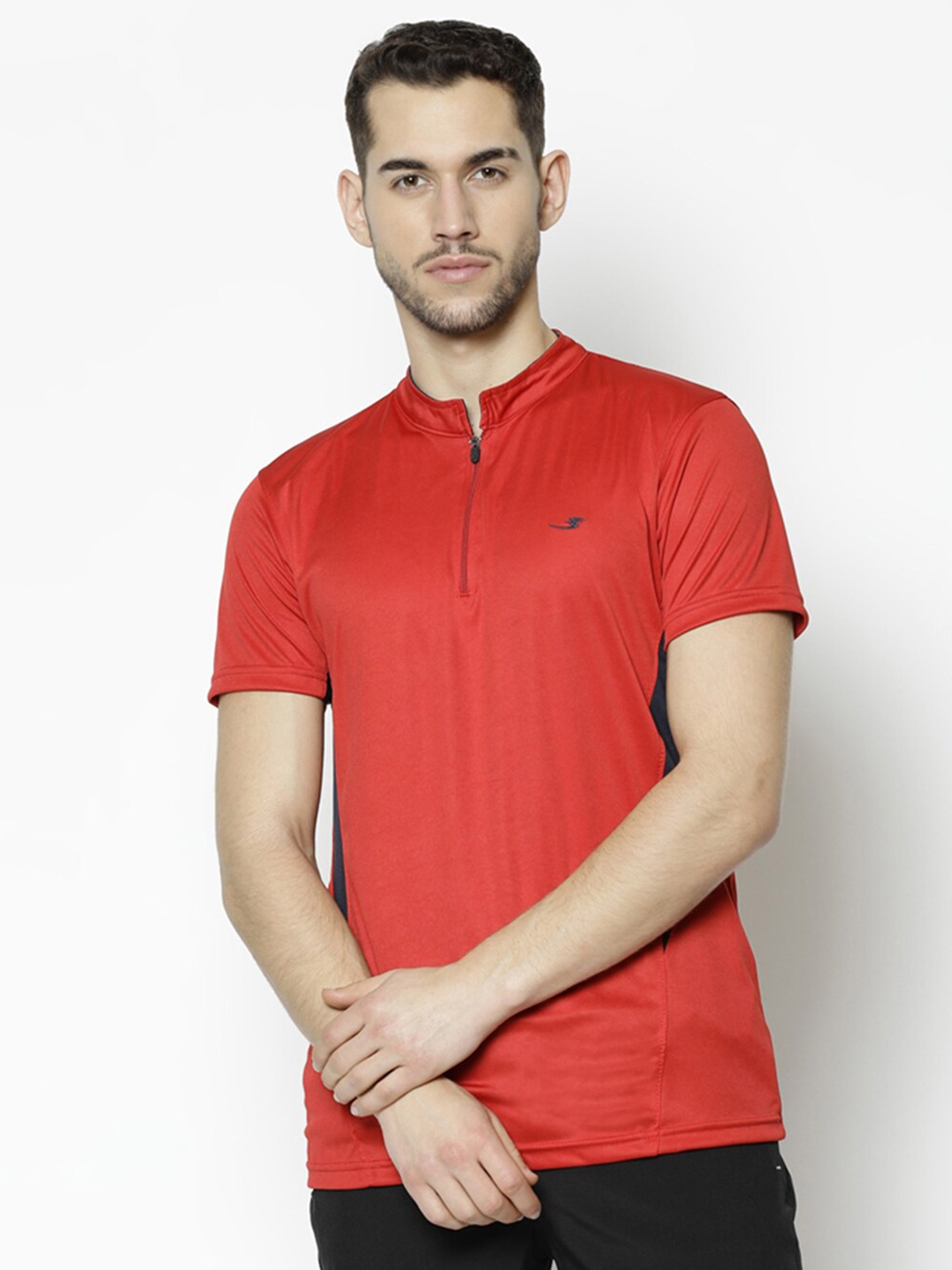 

V2 Value & Variety Men Red Henley Neck T-shirt
