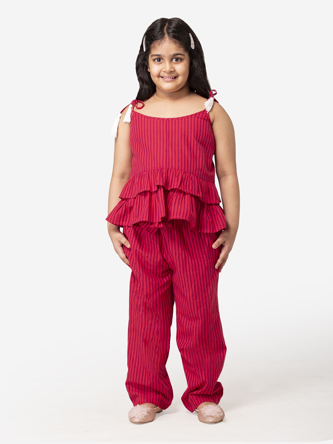 

Hoop Hippo Maroon Striped Regular Top