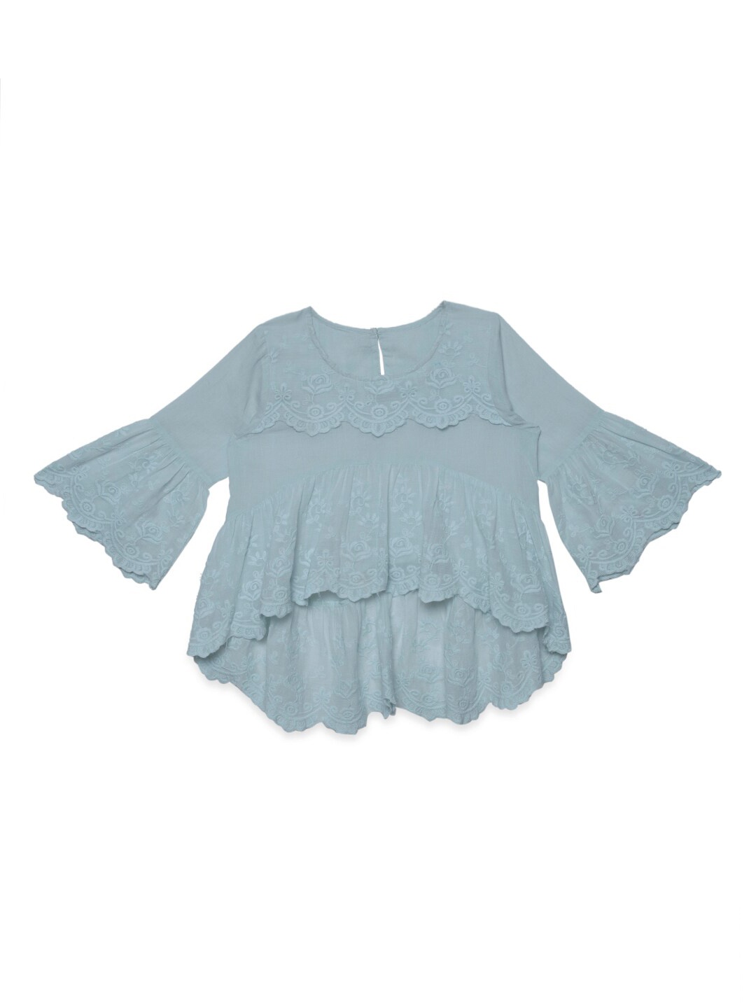 

Hoop Hippo Blue Schiffli Tiered Top